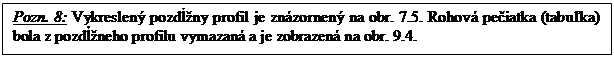Textové pole: Pozn. 8: Vykreslený pozdĺžny profil je znázornený na obr. 7.5. Rohová pečiatka (tabuľka) bola z pozdĺžneho profilu vymazaná a je zobrazená na obr. 9.4.