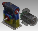 Model-slimakovej-prevodovky-s-elektromotorm