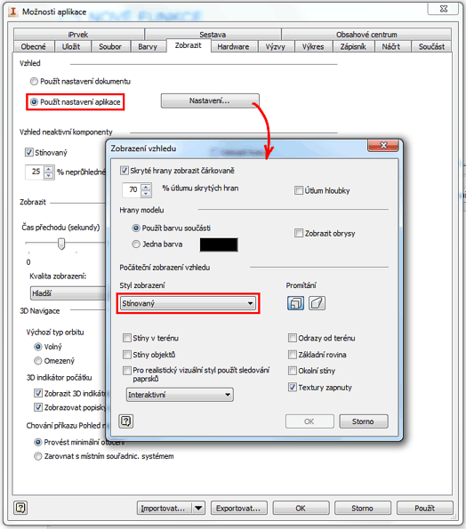 Settings - Appearance (CZ version)