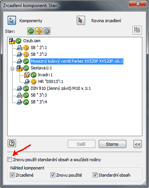 Mirroring standard parts