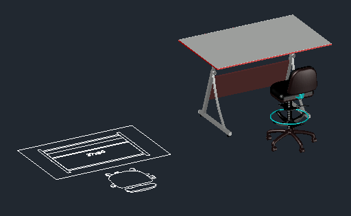 DOWNLOAD Drafting_Table_with_Stool.dwg