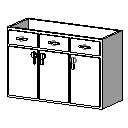 Vanity Cabinet 3-door 3-drawer