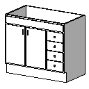 Base KitchenCabinet-Double Flush Door 4-Drawer