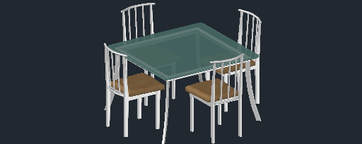 Dining Table _ 4 Chairs3D