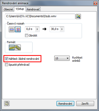 rendrovn animac - vkon,rychlost