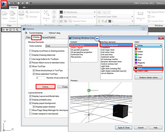 CAD Forum - How to change background color in DWG TrueView 2012?