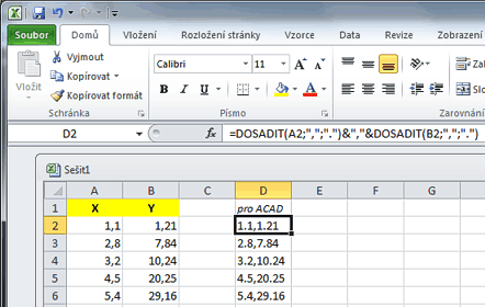 auto cad excel