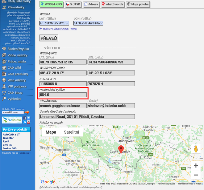 Google Mapy - GPS converter