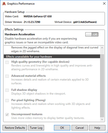 hardware acceleration disabled, off