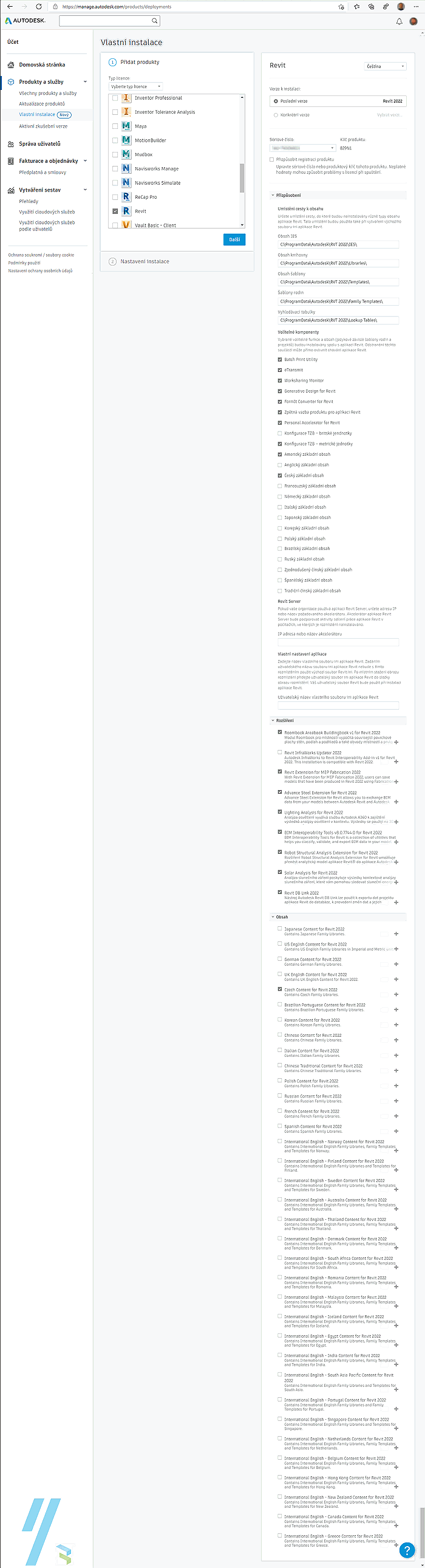 Vlastn instalace - Revit 2022